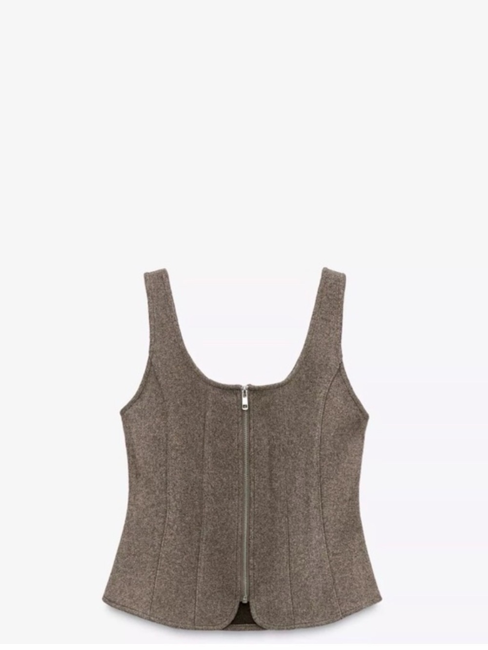 Zara Gray Tweed Zipper Tank Top